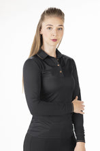 Indlæs billede til gallerivisning Polobluse -Roseguld Glamour- Style, langærmet Sort
